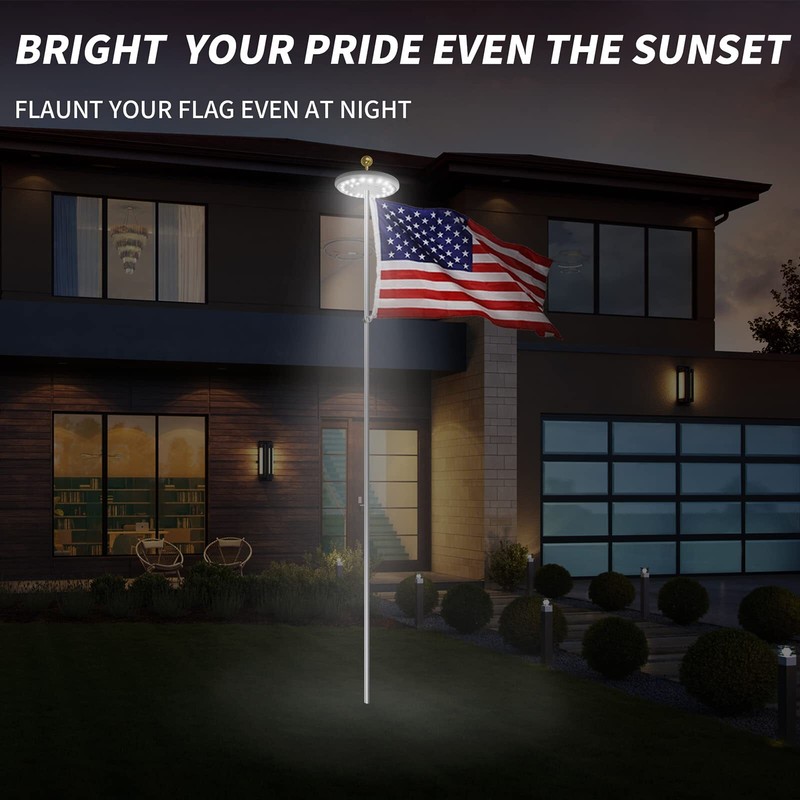 Flag Pole Light Solar Powered 26 LED Light for Most 15 to 25 Ft In-Ground Fla... gallery
