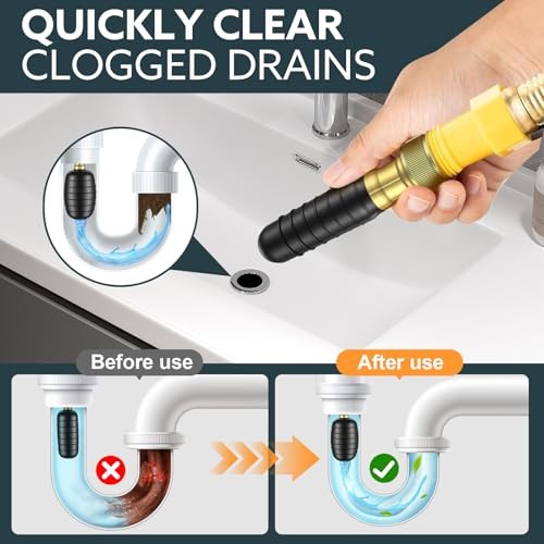 3-Pack Drain Bladder Kit, Water-Powered Rubber Drain Cleaning Bladder, Fits 1 gallery