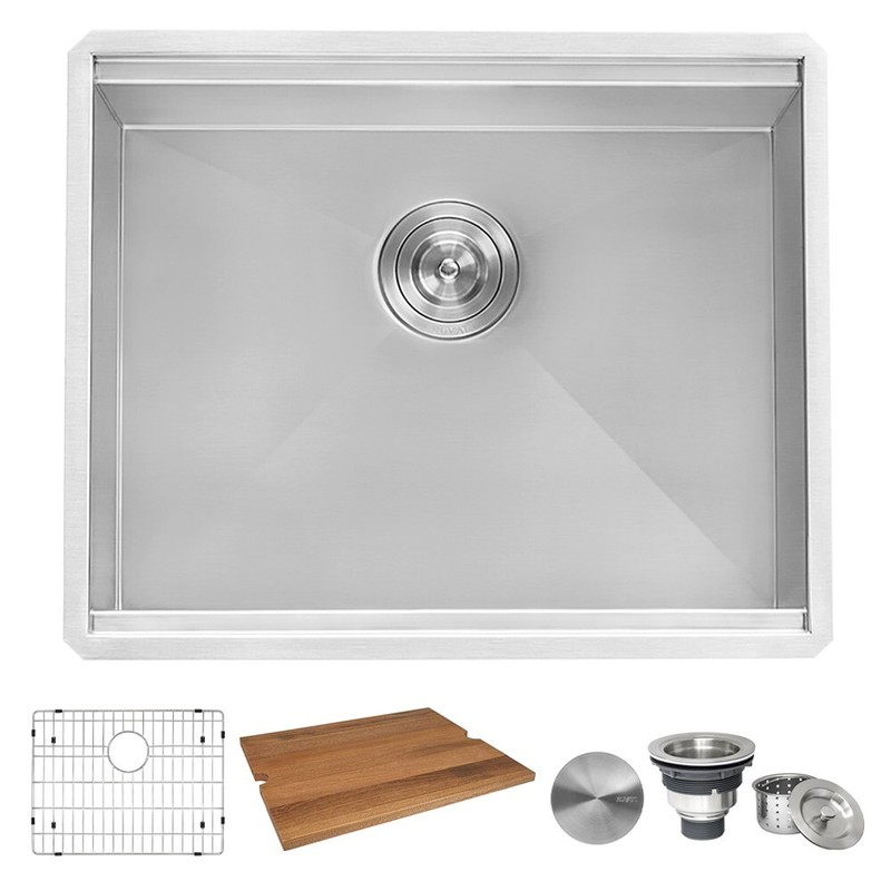 Ruvati 23″ Workstation Ledge Bar Prep Kitchen Sink 16 Gauge Single Bowl– RVH8308 gallery