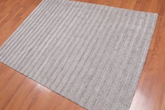 4’9″ x 6’7″ Handmade High Low Loop & Cut Pile 100% Wool Area rug Oatmeal