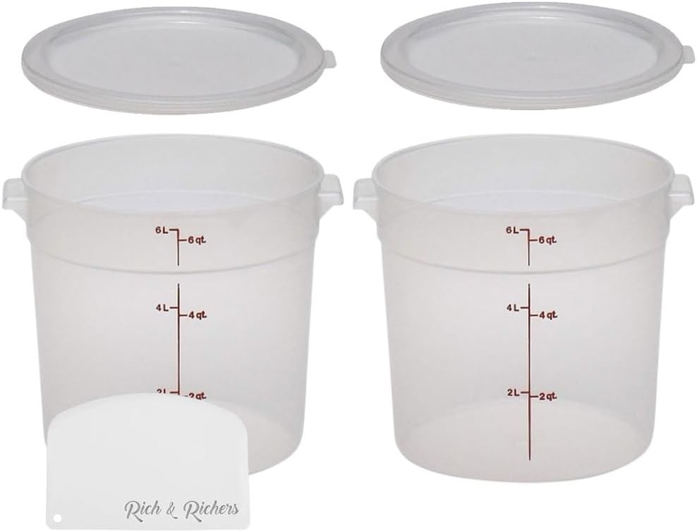 Cambro 6-Quart Round Food Storage Container with Lid - BPA-Free | 2PACK /Scraper gallery