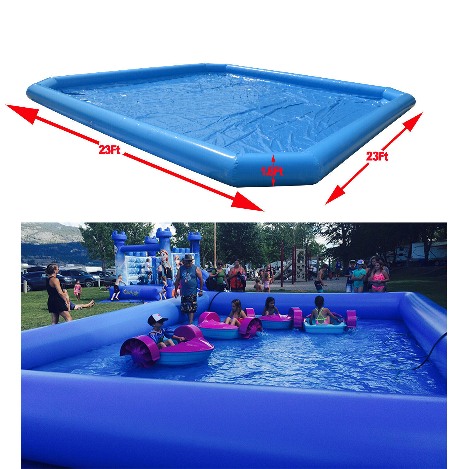 Inflatable Pool Water Walking Ball Family Swimming Pool with Blower 23x23x1.8ft gallery
