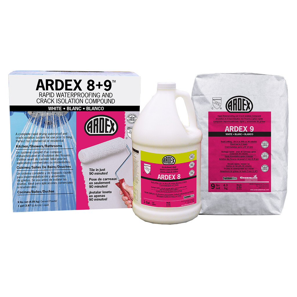 ARDEX 8+9 White - Rapid Waterproofing Crack Isolation Compound Kit, 1 Gal + 9Lbs gallery