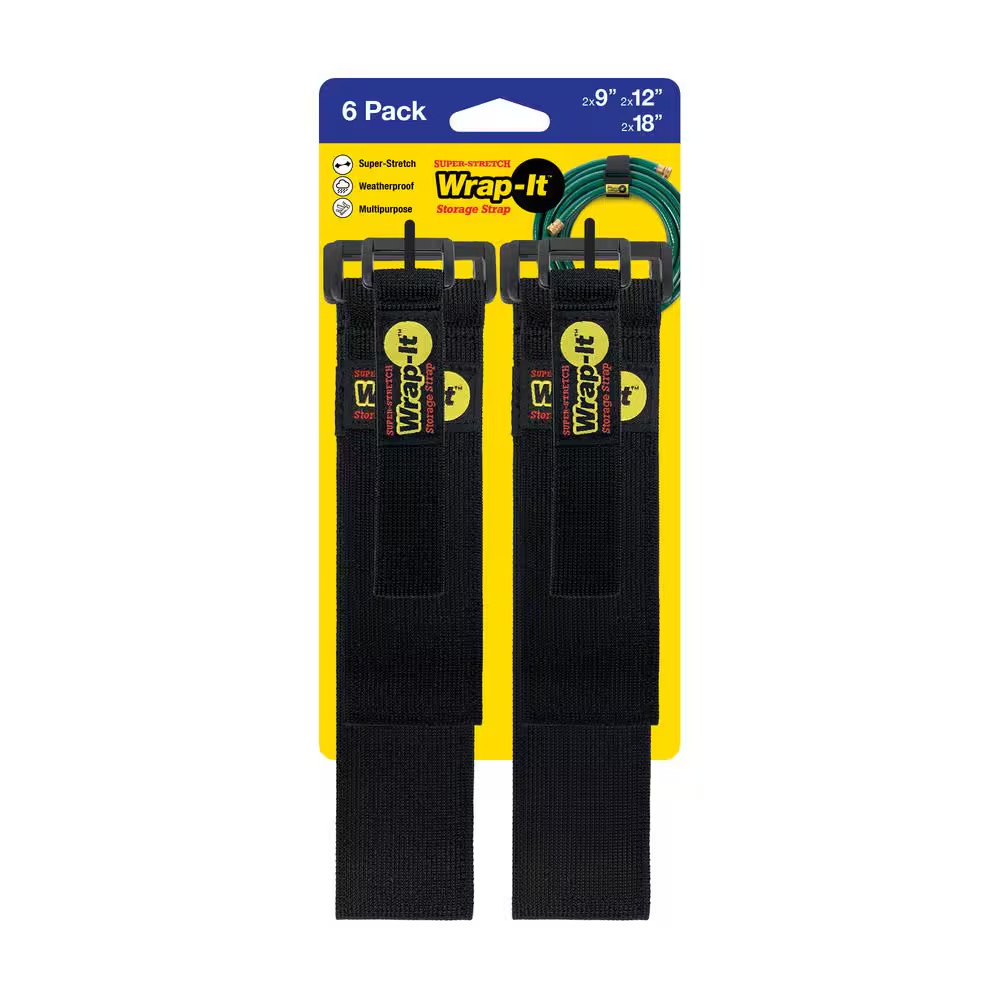 Super-Stretch Storage Strap Elastic All-Purpose Hook and Loop Cinch Strap in Bla gallery