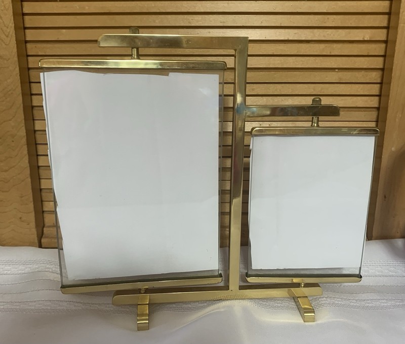 Dual Picture Frames Solid Brass Swivel Dual Sided Vintage Retro 5" x 7"& 4" x 5" gallery
