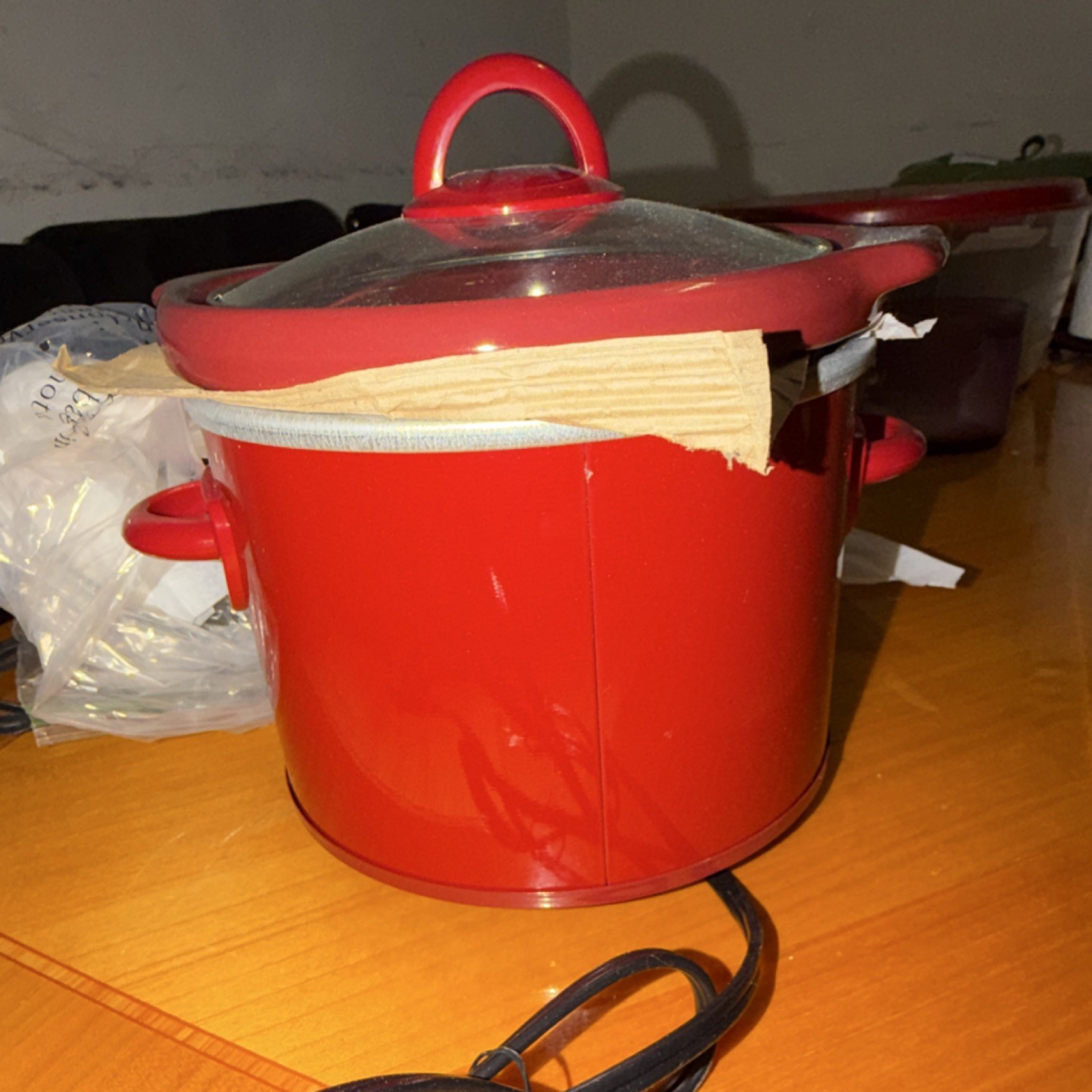 Red Ceramic Round Casserole Electric Compatible Double Handle with Glass Lid gallery