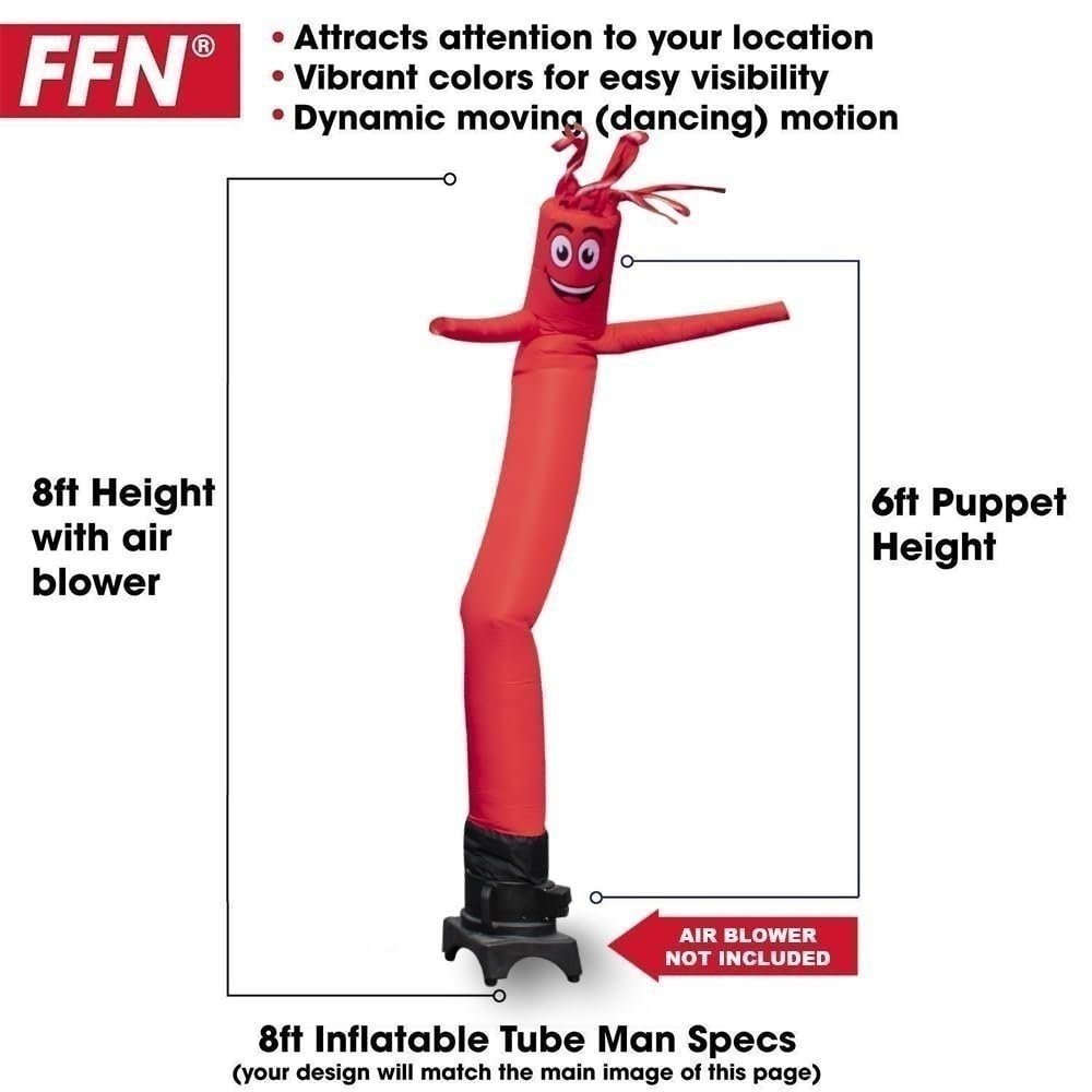 FFN Solid RED Color 6 Foot Tall Inflatable Tube Man Air Powered Dancer -... gallery