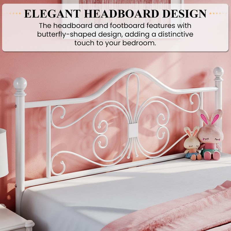 SHA CERLIN Full Size Bed Frame with Headboard,Metal Bed Frame with Butterfly ... gallery