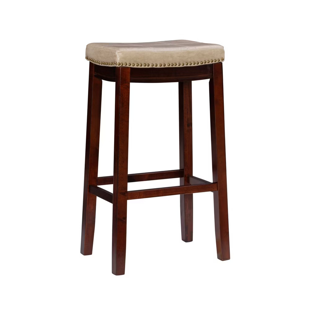 Linon Backless Faux Leather Bar Stool Contemporary Kitchen White gallery
