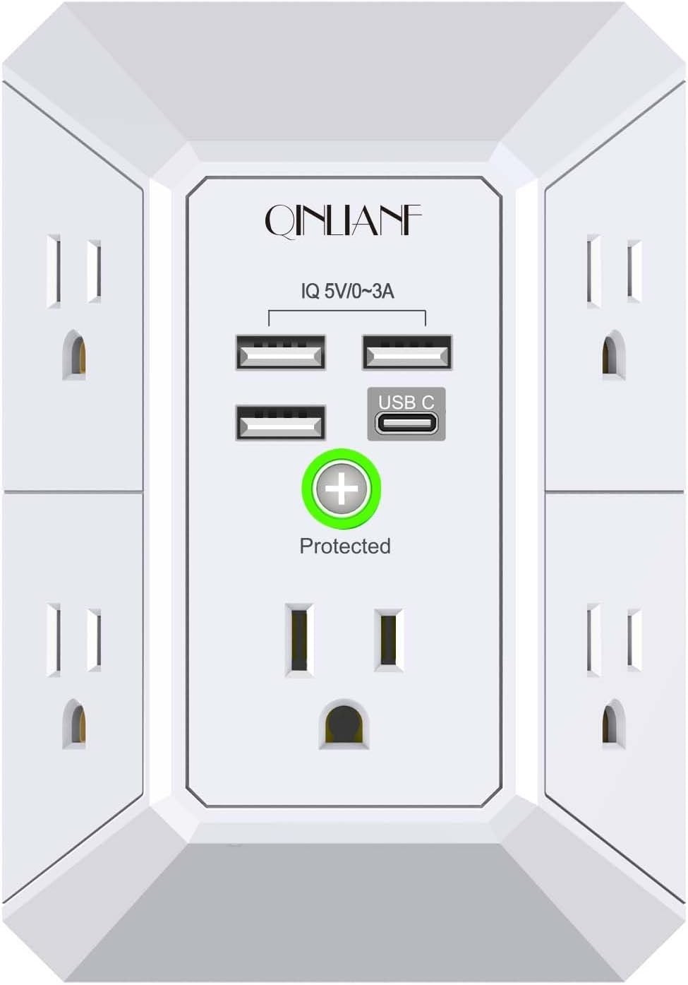 5 Outlet Extender Surge Protector Multi Plug Wall Adapter USB Charger Ports with gallery