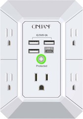5 Outlet Extender Surge Protector Multi Plug Wall Adapter USB Charger Ports with