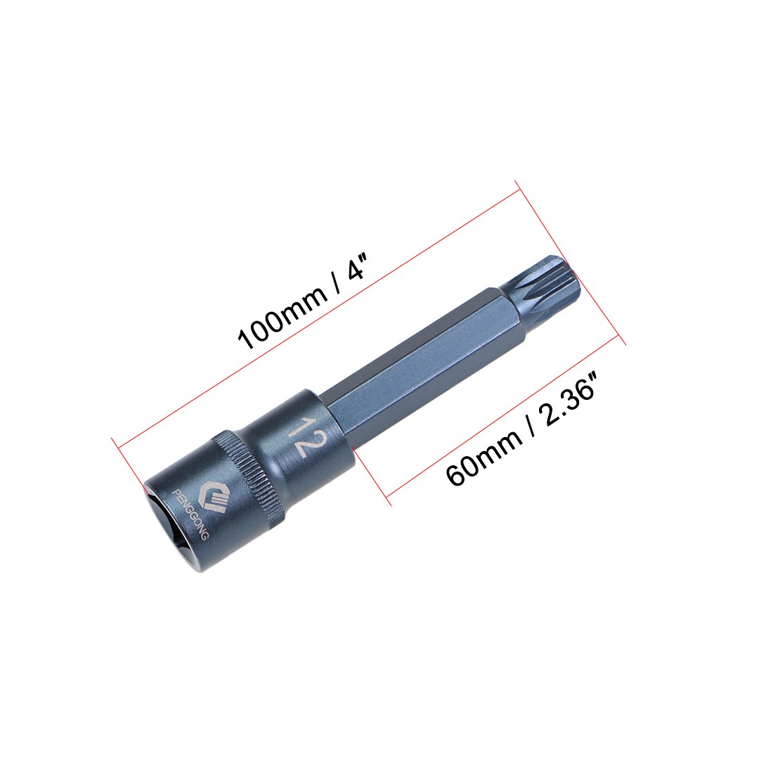 1/2" Drive M12 Triple Square Spline Bit Socket for Repair Metric 4" Length gallery