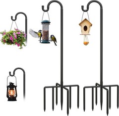 2Pack 76 Inch Adjustable Shepherd Hooks for Outdoor Outside, Heavy Duty with 7 P
