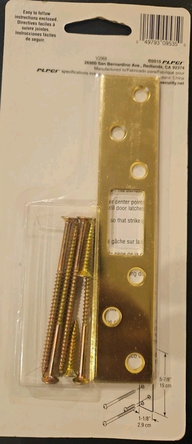 Defender Security Brass Plated Steel Deadbolt Strike U9535 gallery