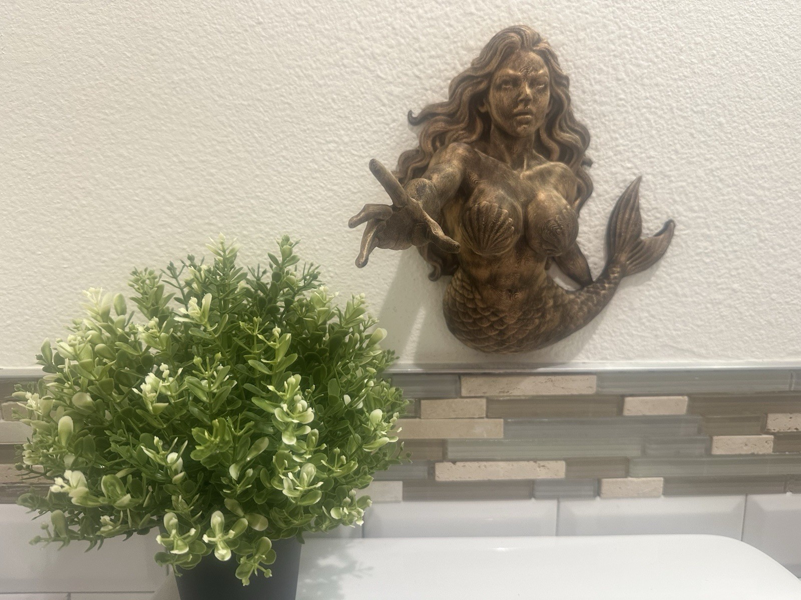 Mermaid Reaching Hand 9x9x7 Wall Mount Hanging Sculpture Art Fantasy Ocean Decor gallery