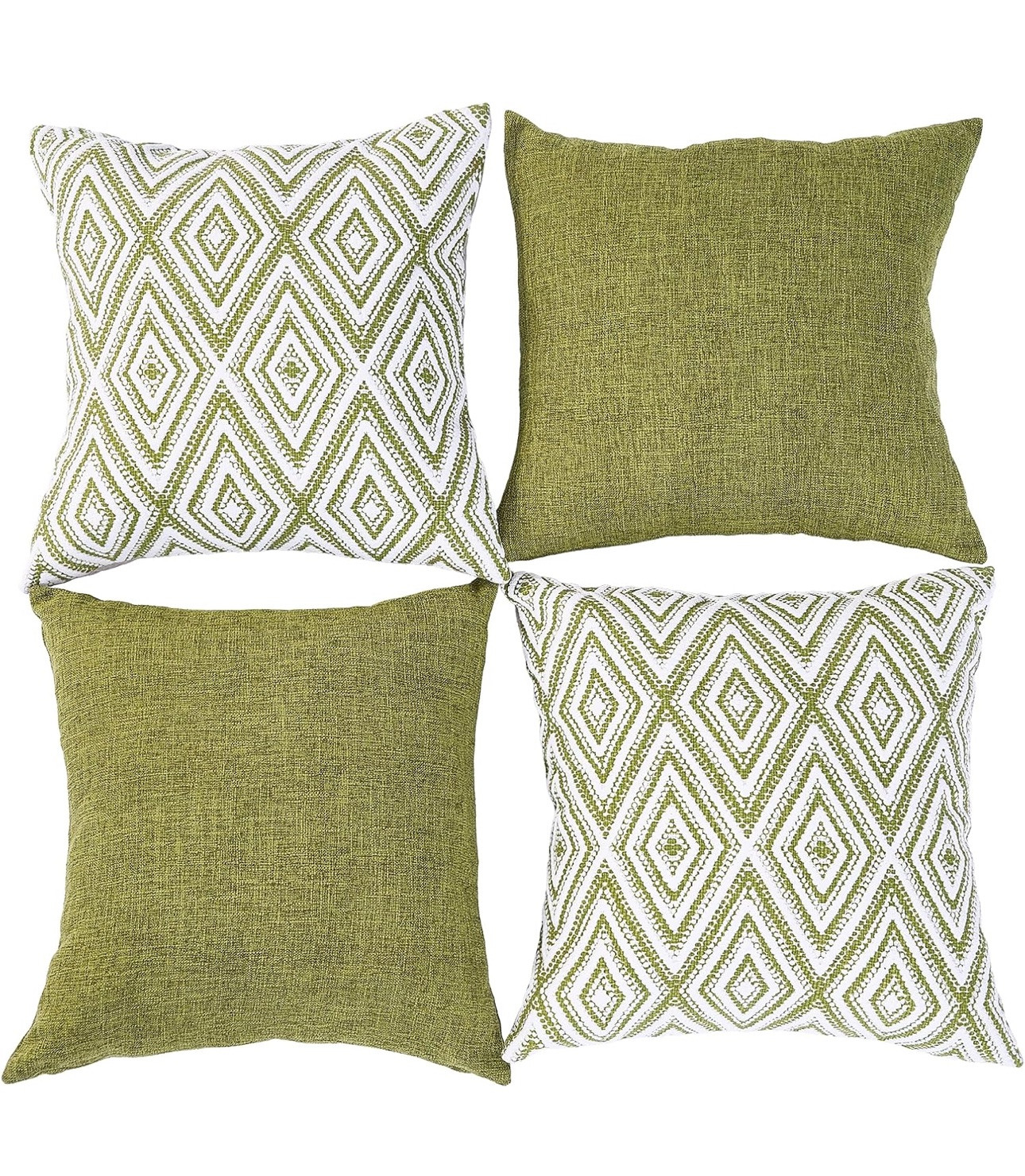 HPUK Decorative Throw Pillow Covers Set of 4 Geometric Design 18x18 Green gallery