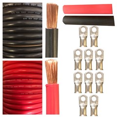 2/0 Interconnecting Copper Cables Kit|10FT Red|10FT Black|10pc 3/8in Lugs
