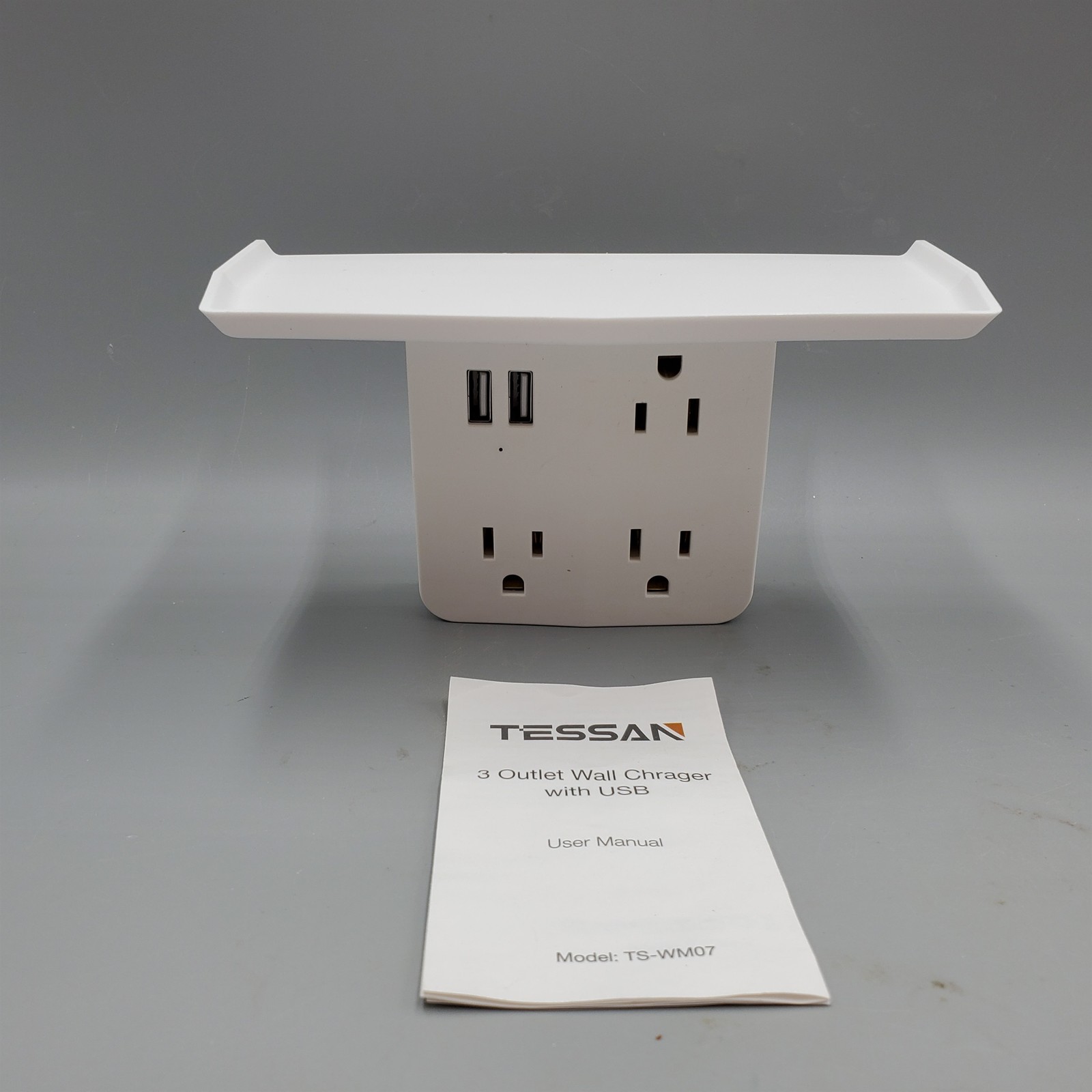 Tessan Wall Extender Charger with Shelf 2 USB Port 3 Outlet Instructions gallery