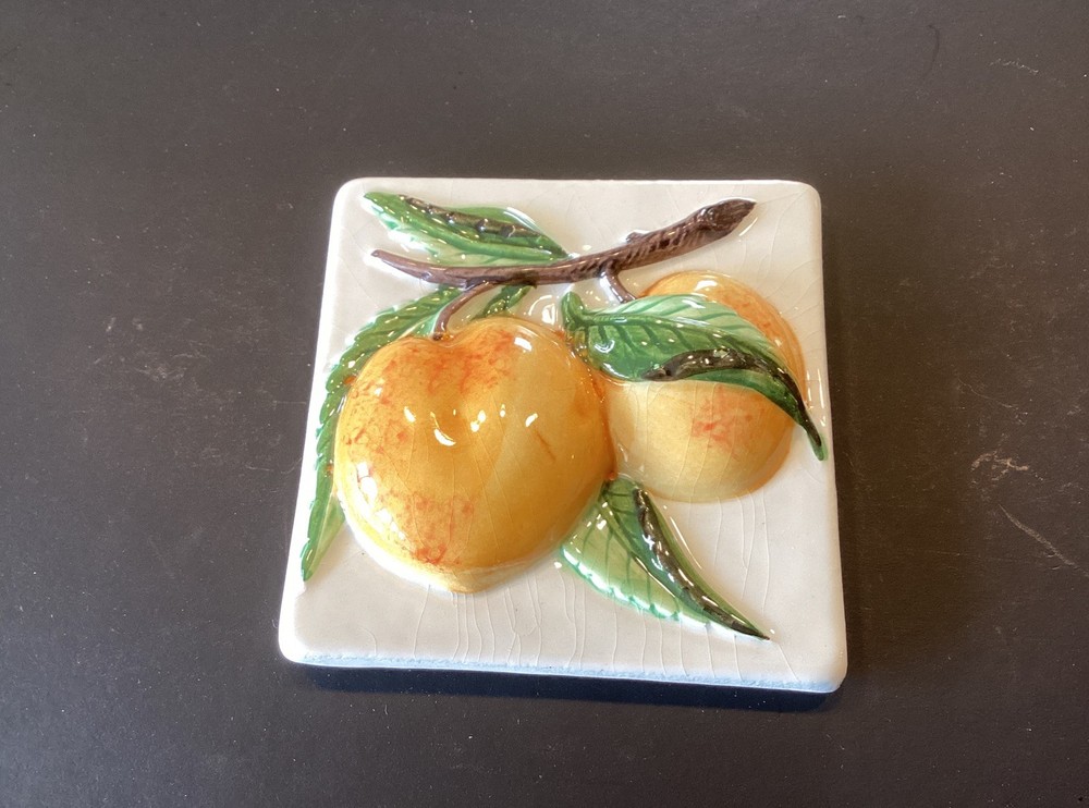 Raised Accent Tile 4x4 Fruit PEACH Backsplash Ceramic Kitchen Mult Avail