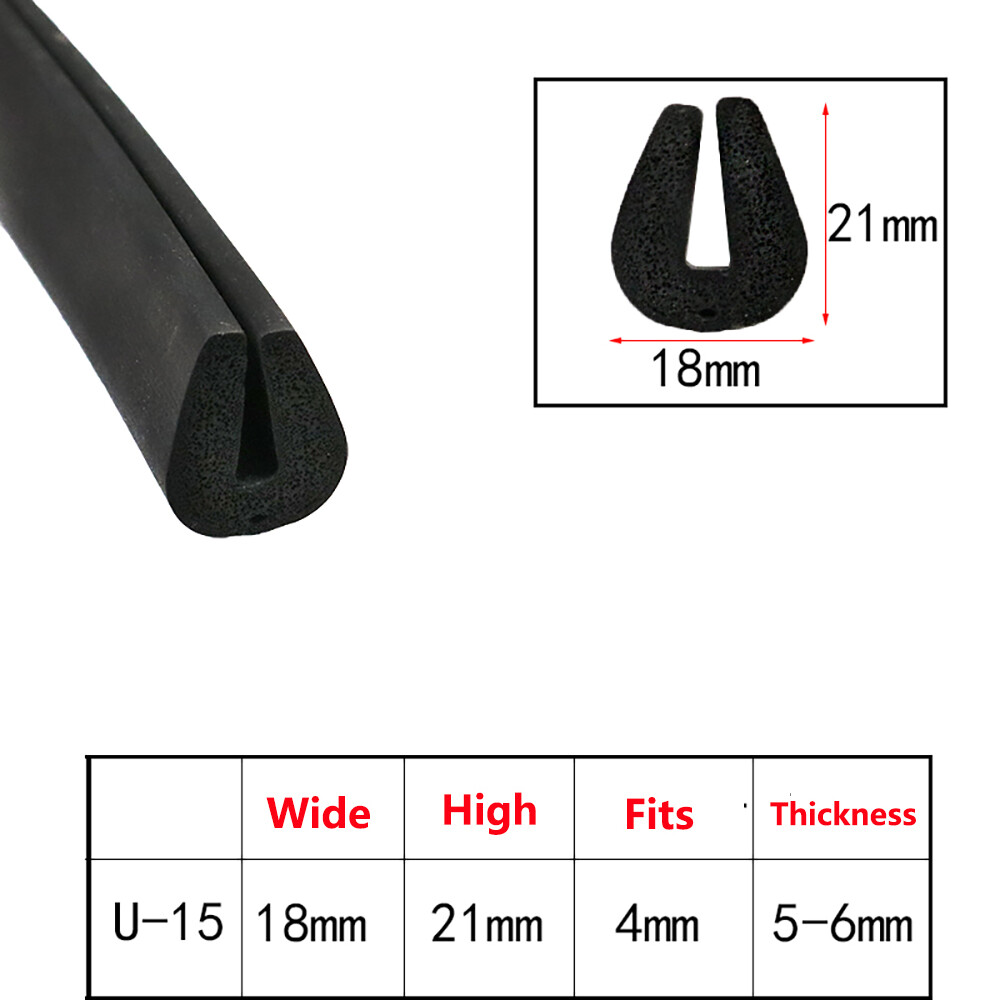 Rubber U Channel Edging Trim Seal Strip Profile Edge Protector Slot 0.5mm-60mm gallery