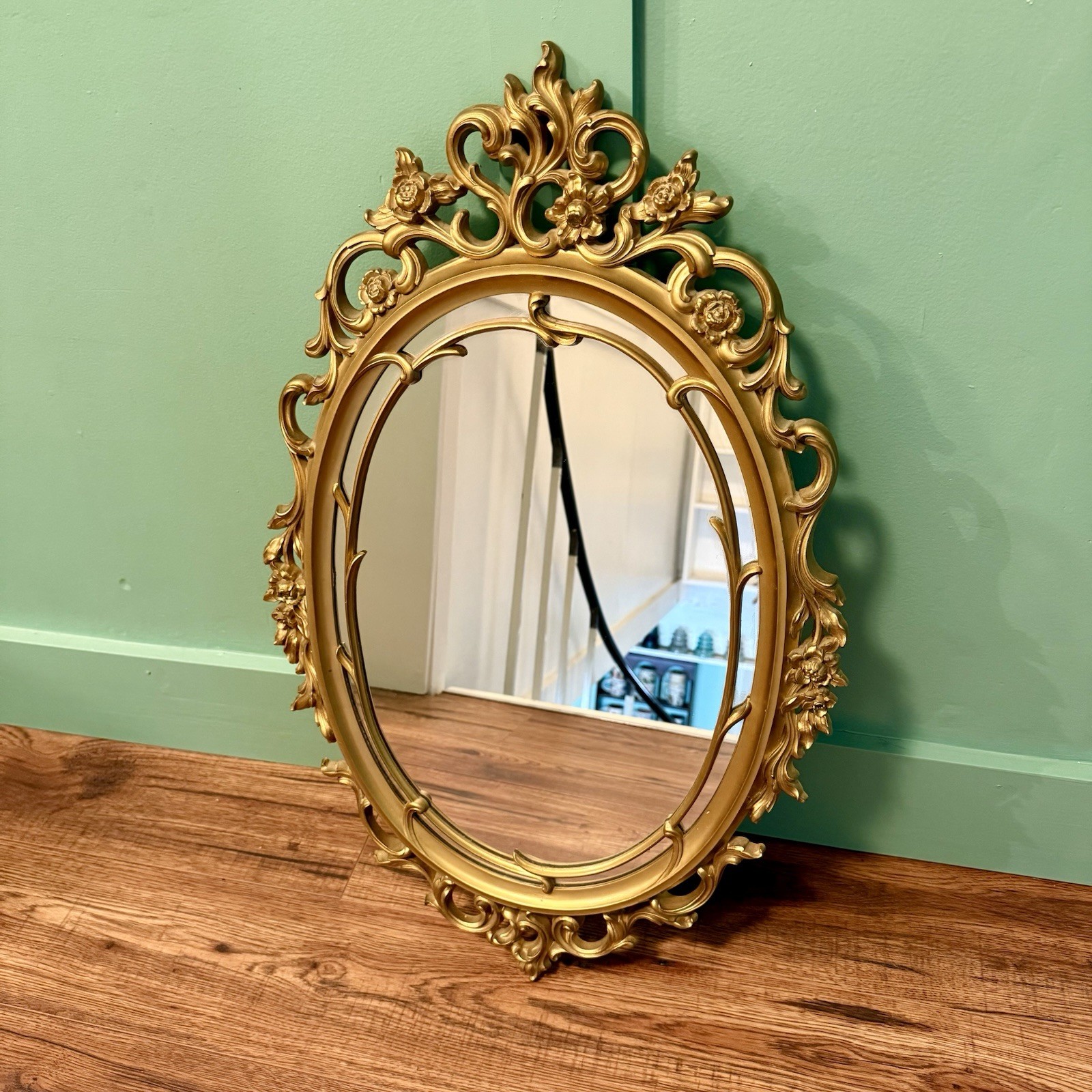 Gold Scrollwork Wall Mirror Rococo Baroque Vintage Syroco 60s Hollywood Regency gallery