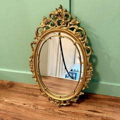 Gold Scrollwork Wall Mirror Rococo Baroque Vintage Syroco 60s Hollywood Regency