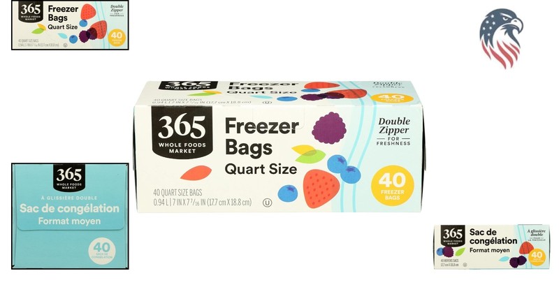 Quart Size Freezer Bags Compatible with Many Brands 40 Pack Double Zipper gallery
