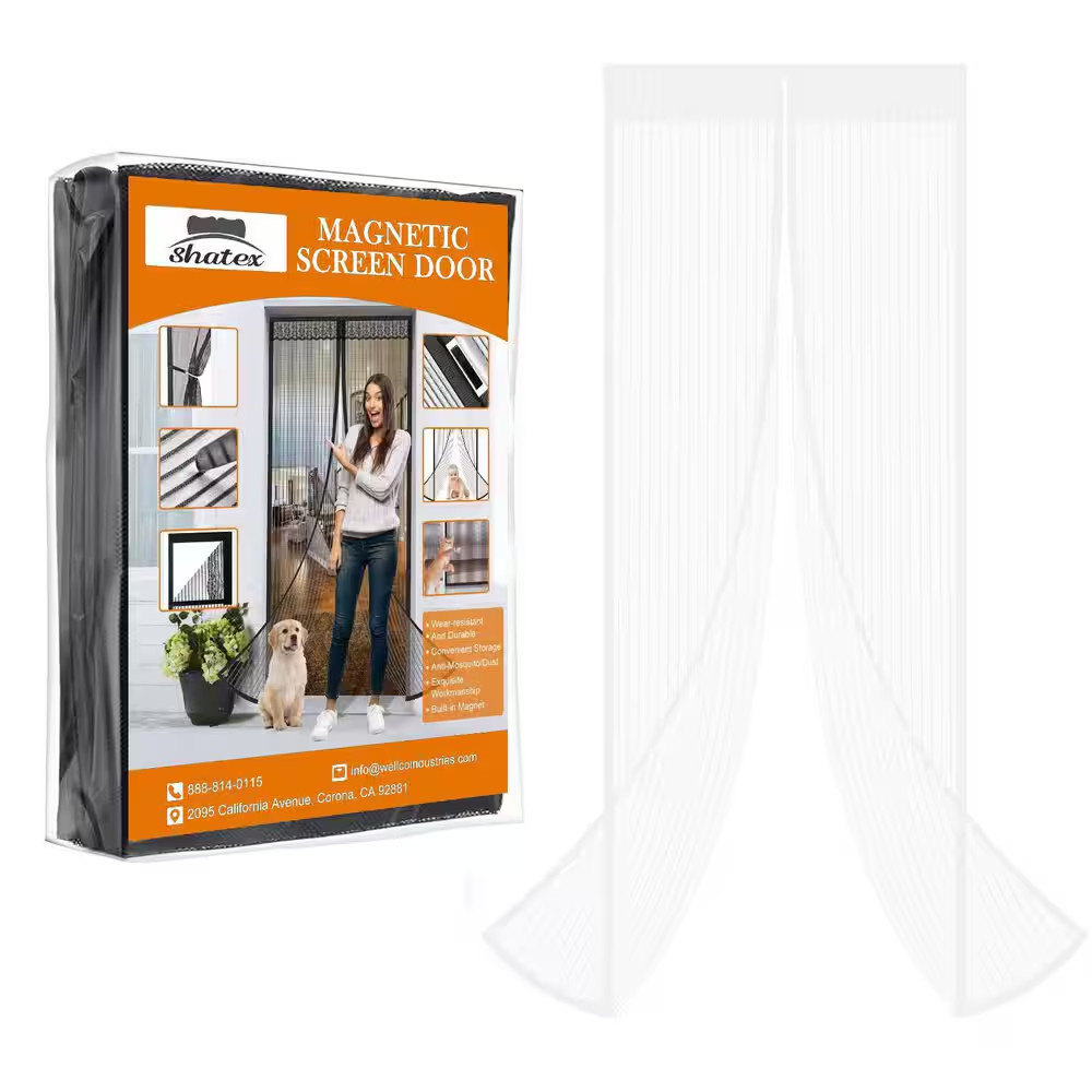 39 In. X 83 In. White Magnetic Screen Door with Heavy Duty Magnets and Diamond M gallery