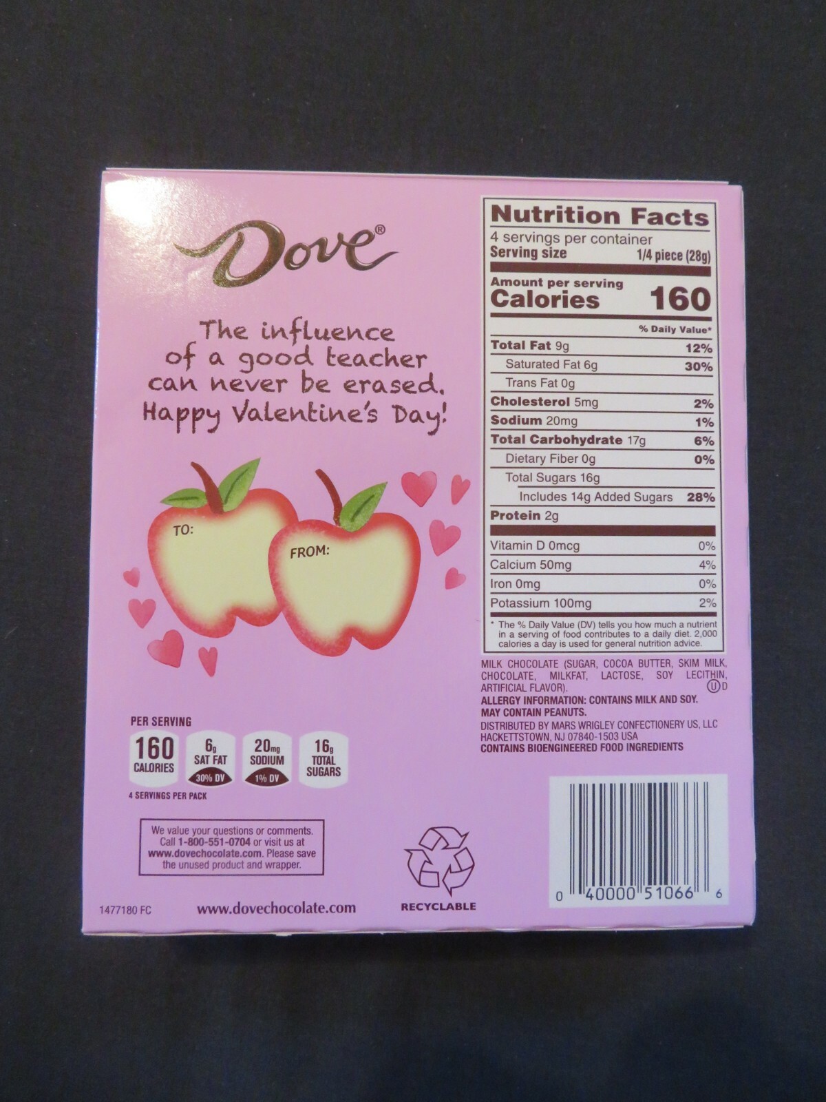 (2) Dove Silky Smooth Solid Milk Chocolate Apples #1 Teacher 4 Oz Each *O gallery