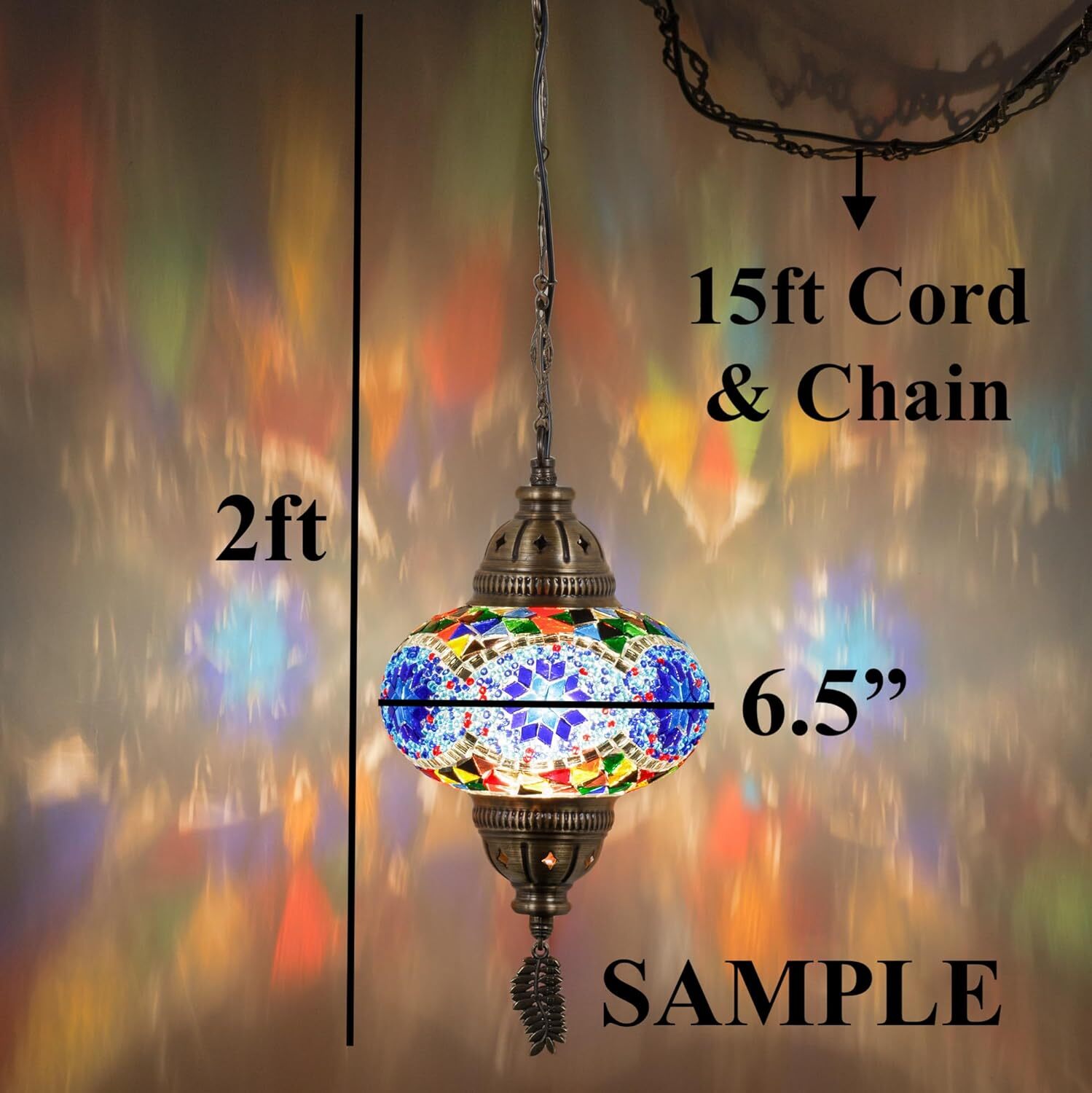 SWAG PLUG-IN Turkish Moroccan Mosaic Ceiling Hanging Lamp Pendant Light Fixture gallery