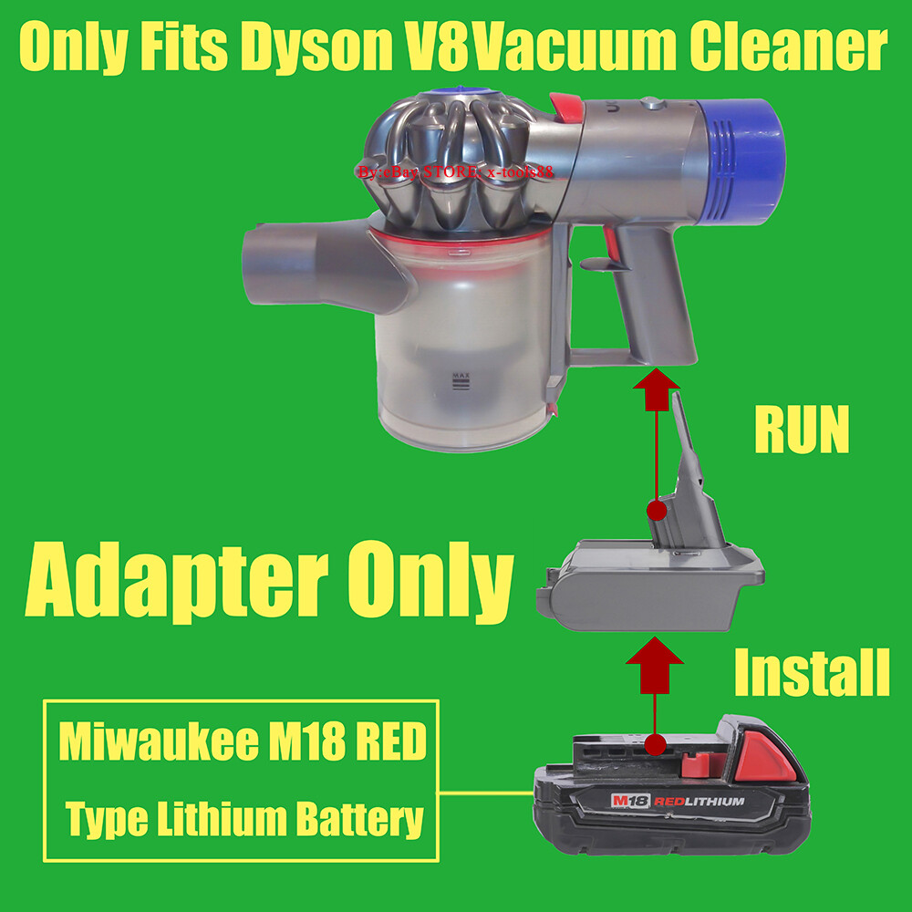 1x Adapter Suitable For Milwaukee M18 RED Li-Ion Battery To Dyson V8 Type Vacuum gallery