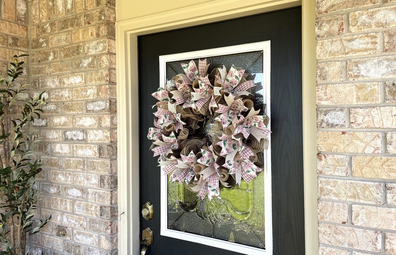 Hydrangea Gingham Spring Summer Fall Deco Mesh Wreath, Farmhouse Cottage Decor gallery