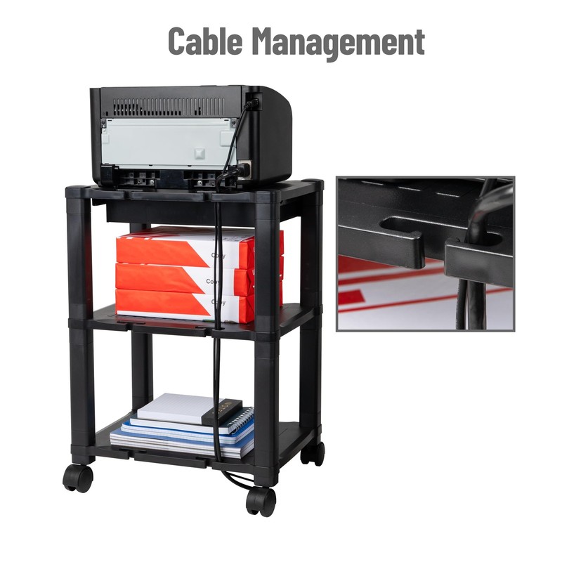 Mind Reader Rolling Printer Cart, Utility Cart, Printer Stand, Desk Storage, Off gallery