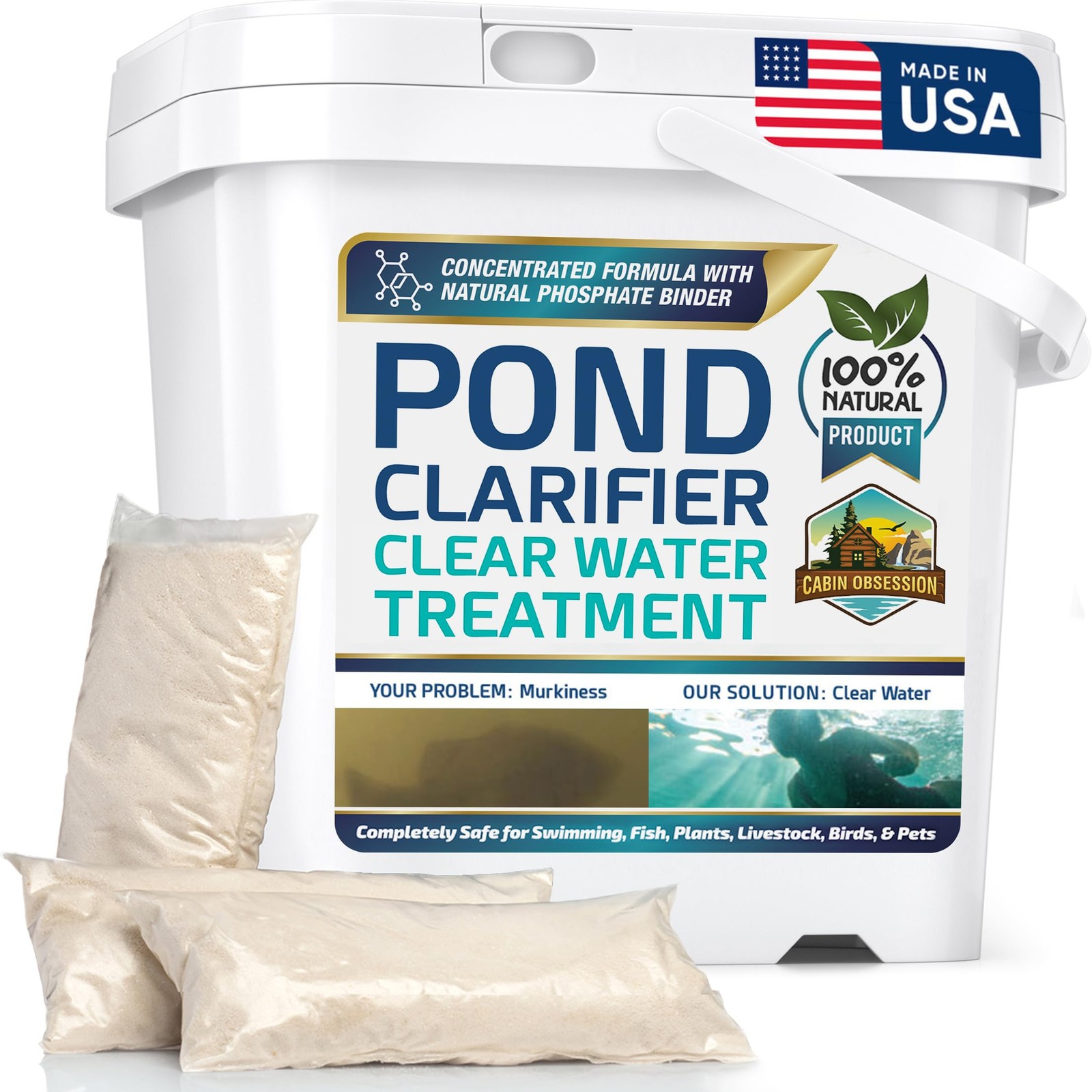 Pond Clear Water Treatment - 16 Pack for 8 Months of Pond Cleaner Supply - Po... gallery