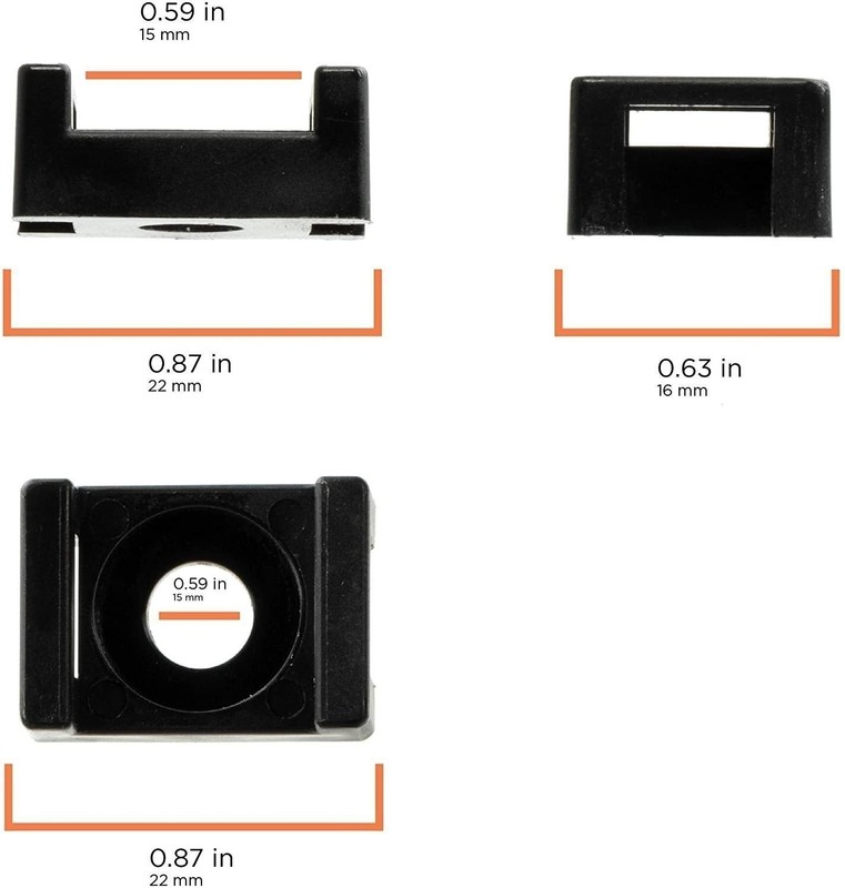Cable Tie Mounting Base - Black - Mount Saddle Type Wire Holder - 50 Pack gallery