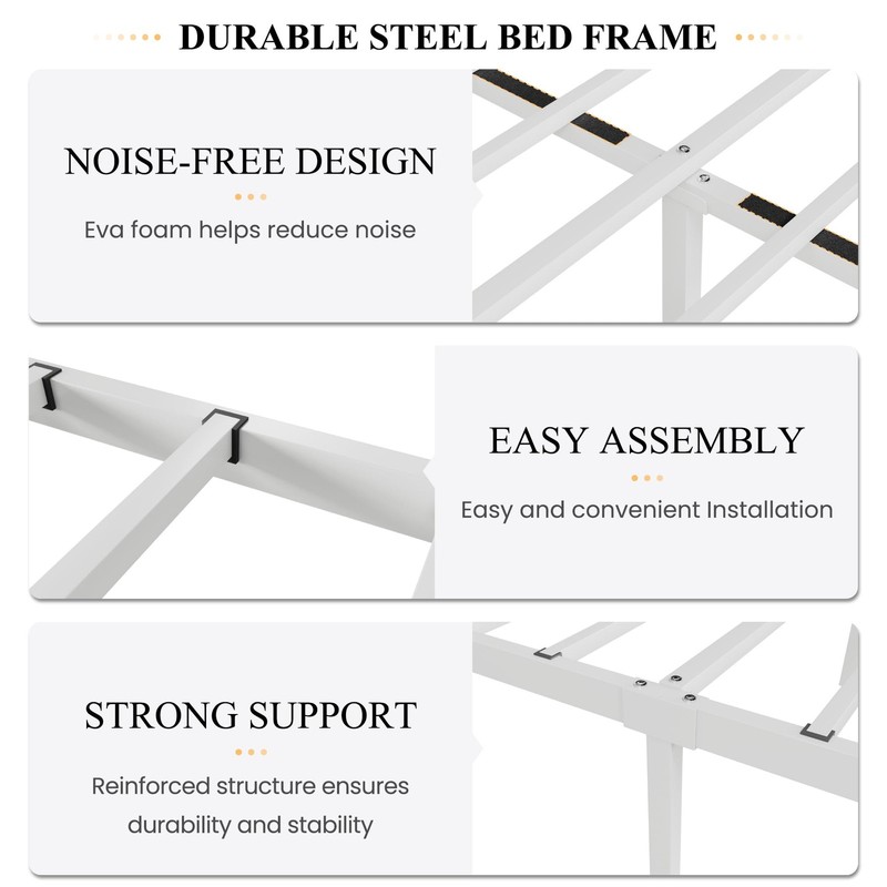 SHA CERLIN Full Size Bed Frame with Headboard,Metal Bed Frame with Butterfly ... gallery