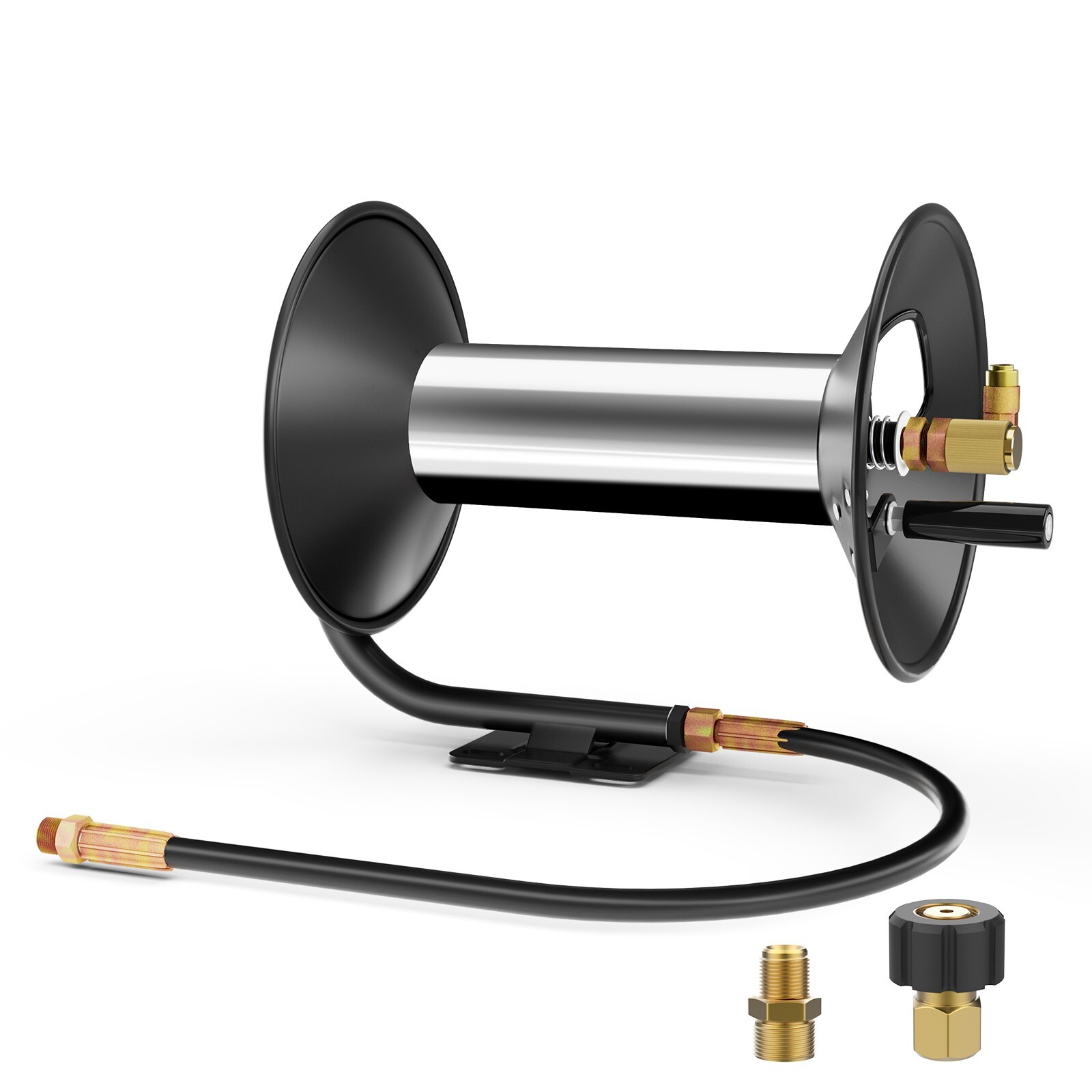 Retractable Power Pressure Washer Hose Reel 3/8" NPT, Max 300PSI Hot&Cold Water gallery