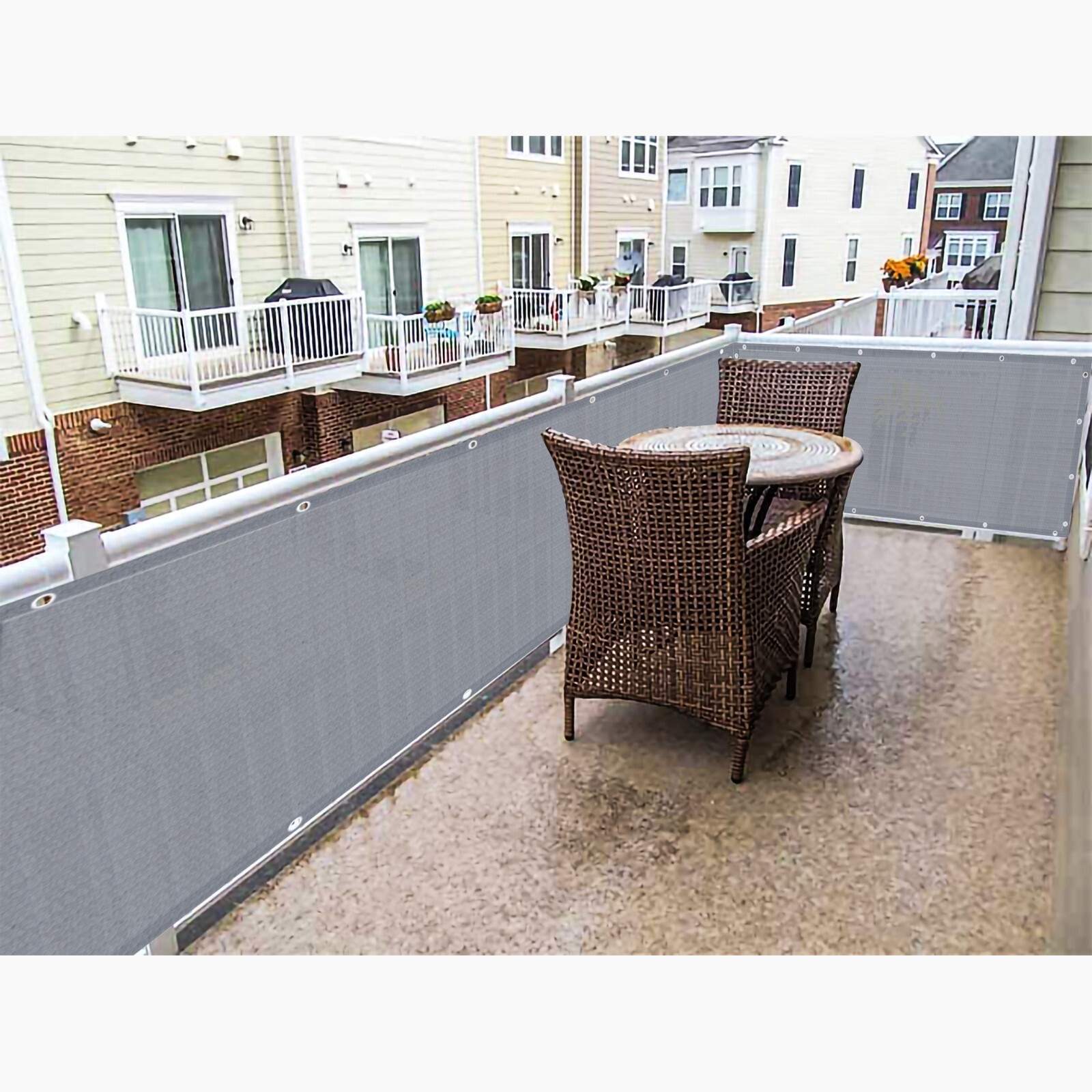 3,5 FT Tall Outdoor Privacy Screen Patio Fence Balcony Railing Pergola Pool Grey gallery