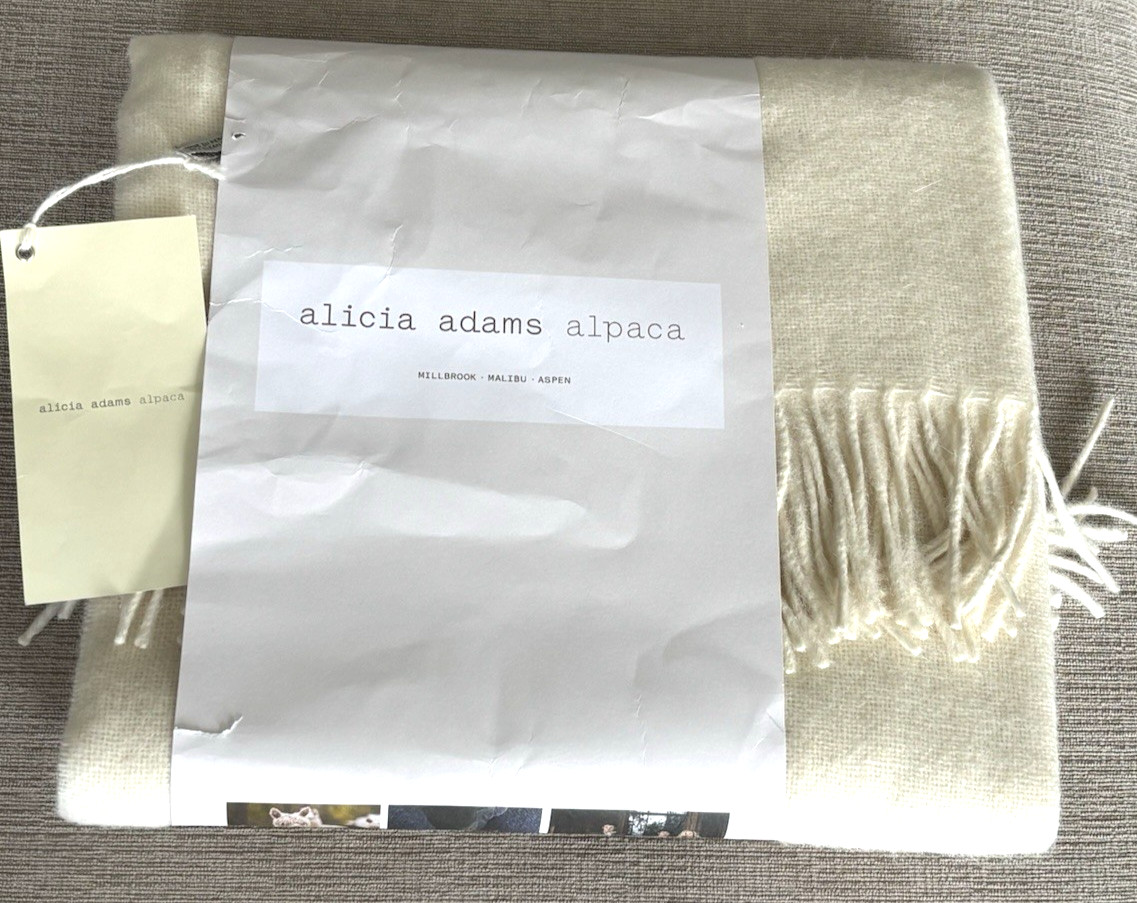 ALICIA ADAMS ALPACA Patmos Throw Blanket – Cream – 71" x 51" - NWT gallery