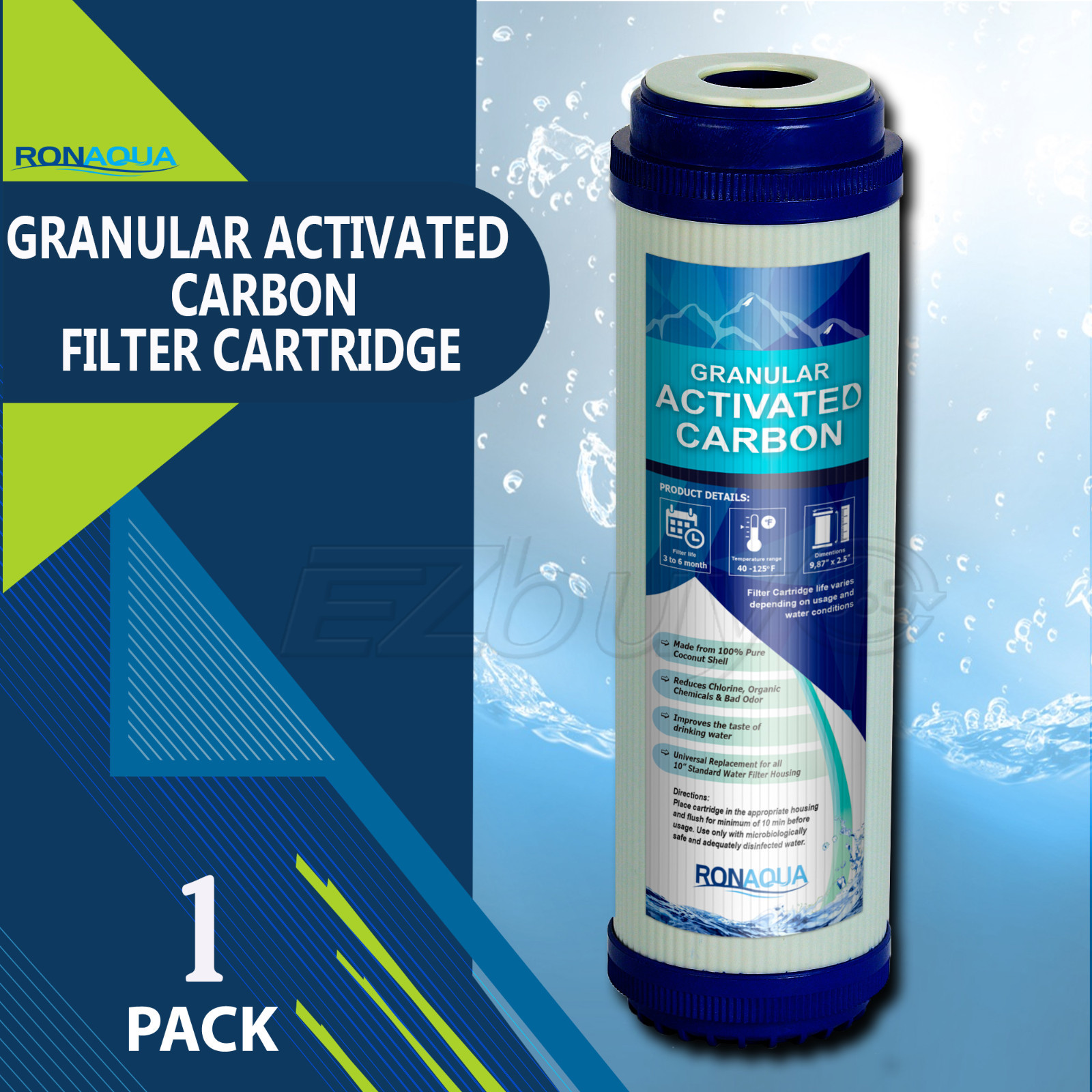 Granular Activated Carbon Filter 9.875 inch x 2.5 inch gallery