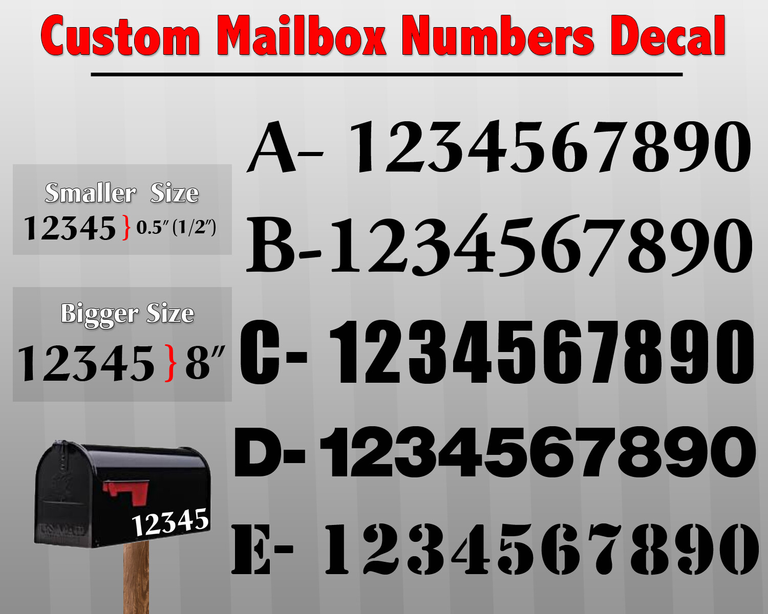 2 pack Custom Mailbox Numbers Vinyl Die-Cut Decal Choose: Font, Color and Size gallery