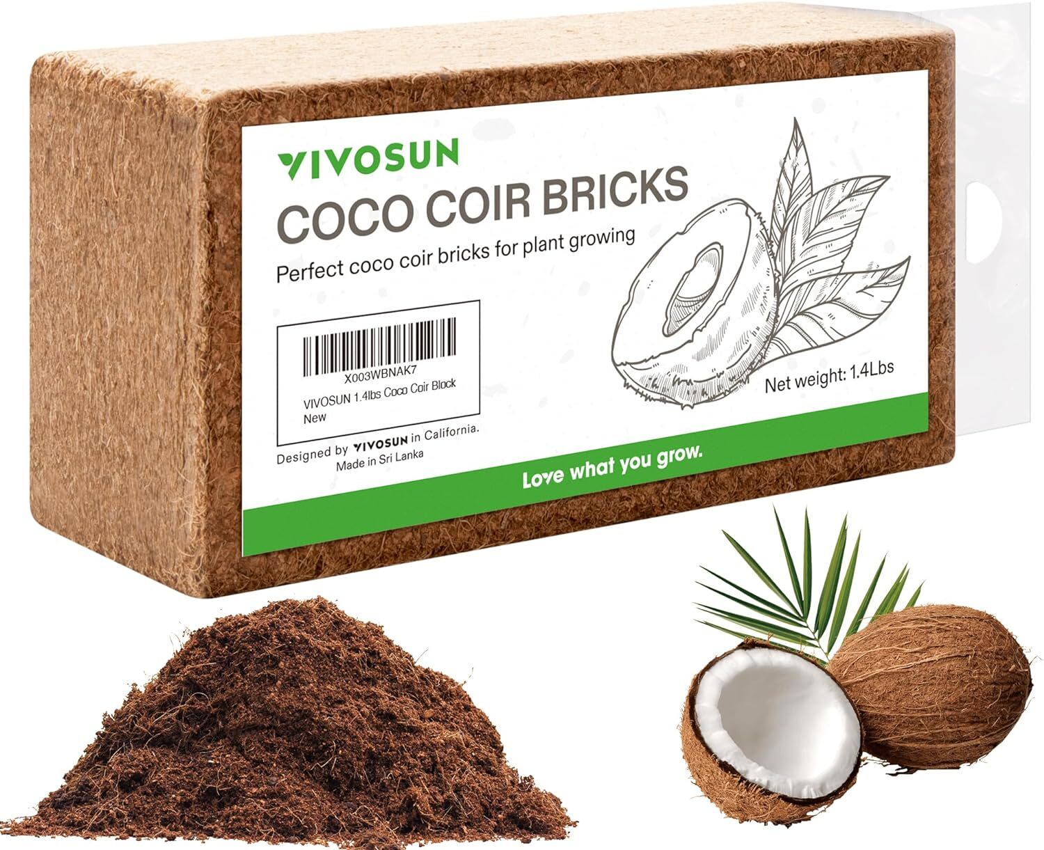 VIVOSUN Coco Coir Brick,100% Natural Organic Compressed Coconut Coir Fiber gallery