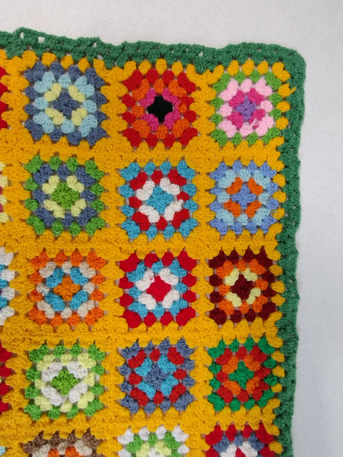 Afghan Multicolored Blanket Throw Crochet Granny Square Textured Homemade Chunky gallery