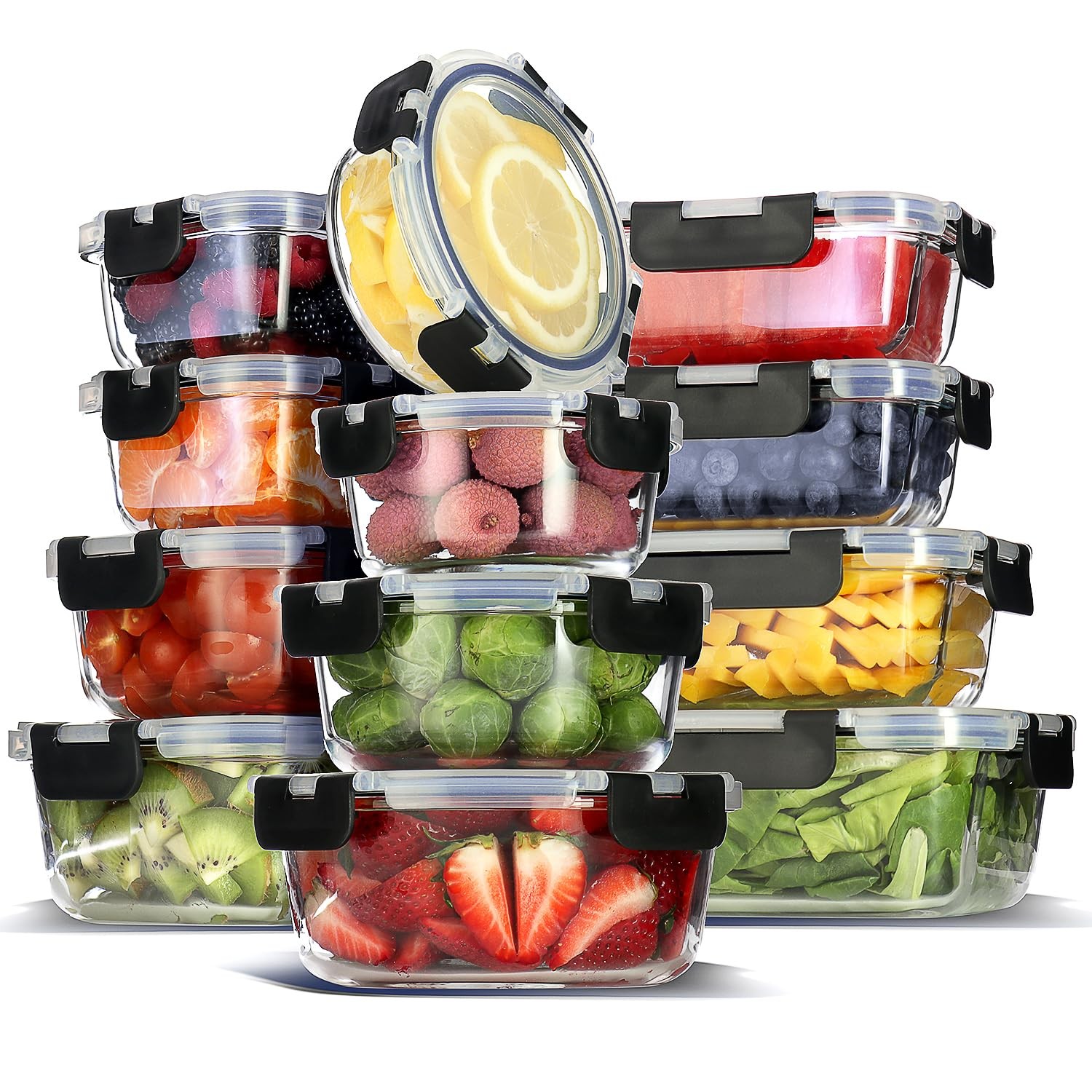 24pc Glass Storage Containers with Lids, 12 Set Glass Food Storage Containers... gallery