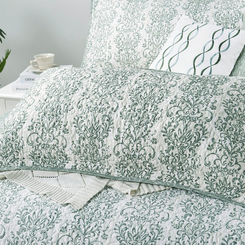 6 Piece Mayfair Printed Microfiber Quilt Bedspread Coverlet Set Queen King Size gallery