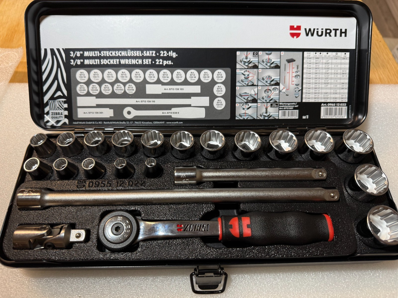 ZEBRA 3/8 Inch Multi-Socket Assortment (22 Pieces - Ratchet, Sockets and Ext gallery