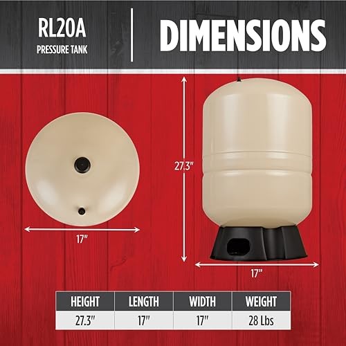 RL20A - 20-Gallon Vertical Pre-Charged Pressure Tank with 20 Gallon Vertical gallery