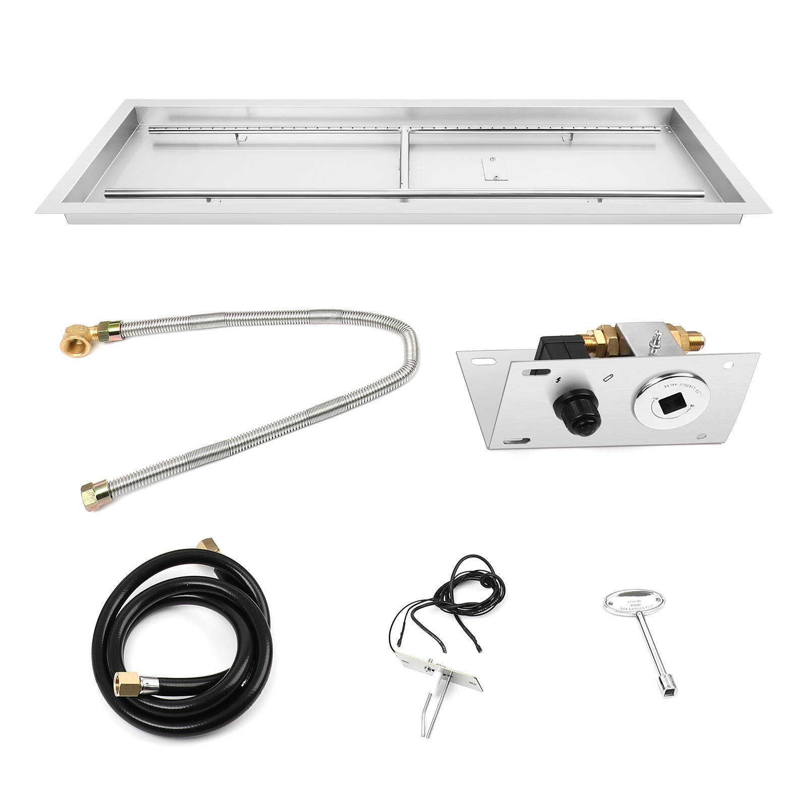 48 * 14 inch Fire Pit Pan Kit with H-Shaped Burner, Spark Ignition Kit gallery