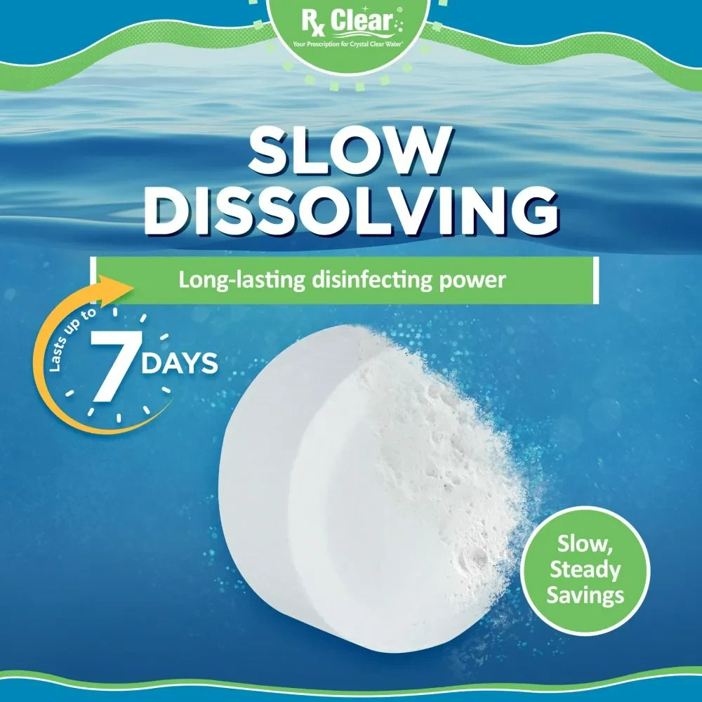 Rx Clear 1" Inch 99% Trichloro Stabilized Swimming Pool Chlorine Tablets- 50 lbs gallery