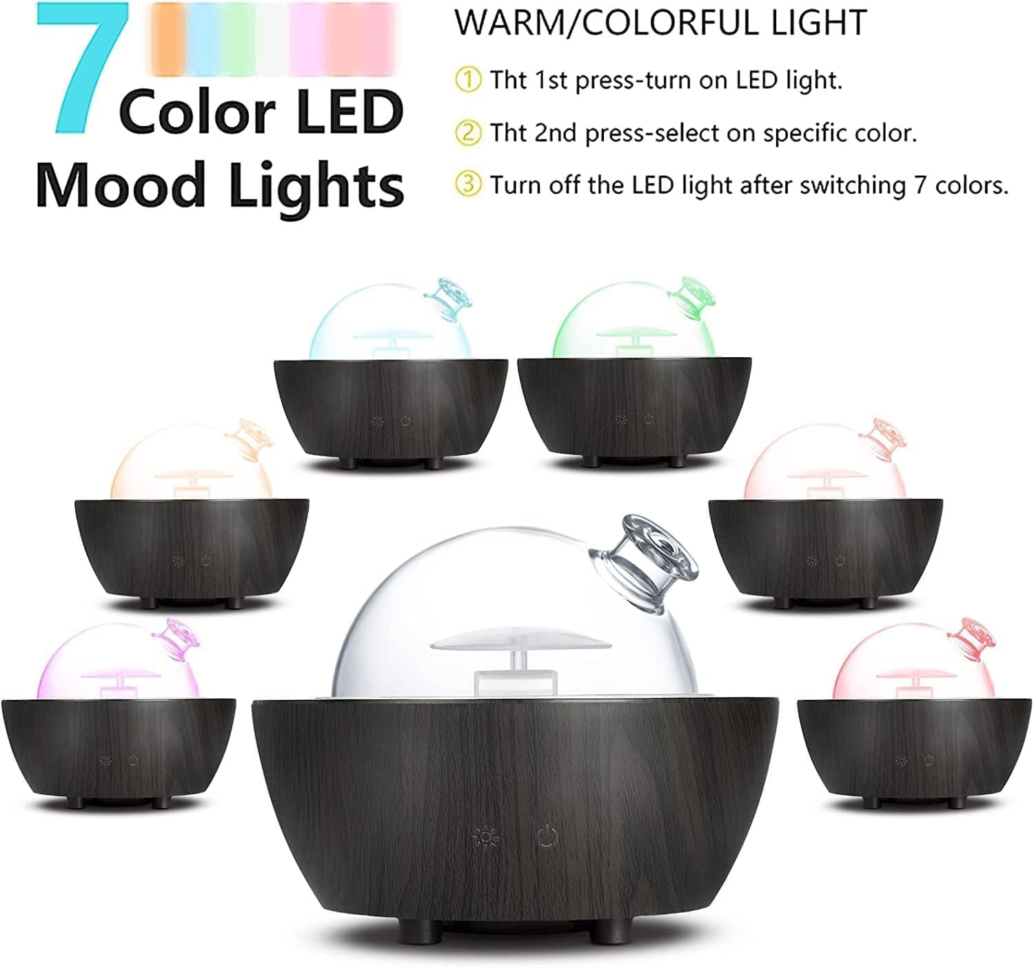 280ml Glass Essential Oil Diffuser Aromatherapy Diffusers Ultrasonic Black gallery